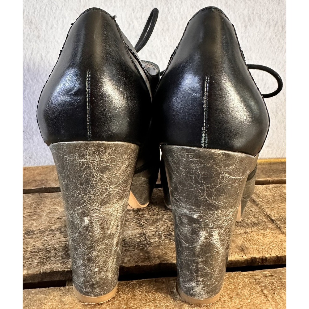 Hinge Rockabilly Heels Shoes Retro Women's 8.5 Gray & Blue Cosplay - Picture 3 of 7